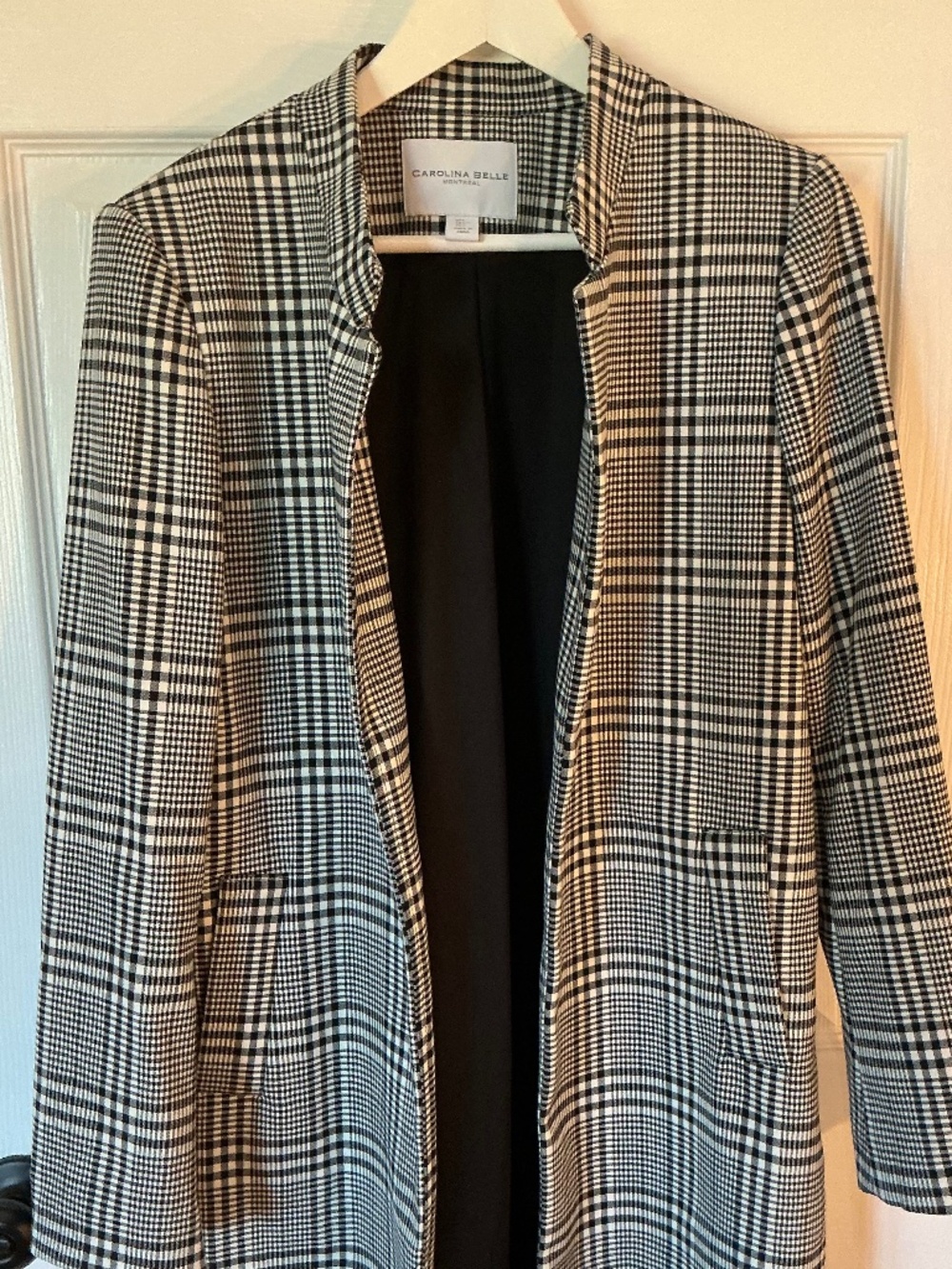 Carolina Belle Montreal black and white plaid long jacket size L
